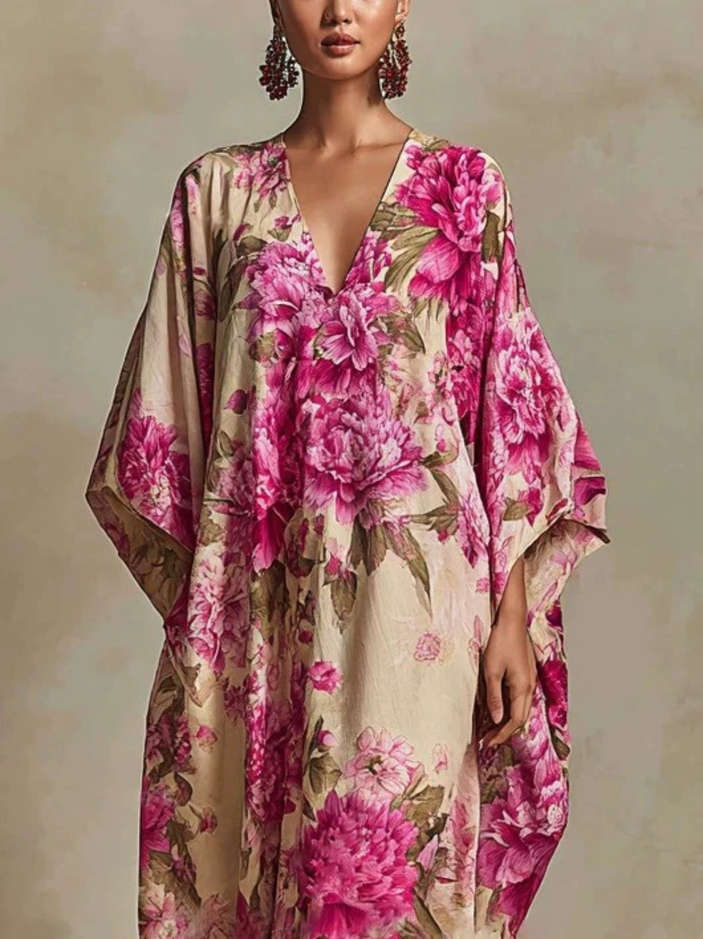 Summer Loose Printed Maxi Dress Flowy Long Robe
